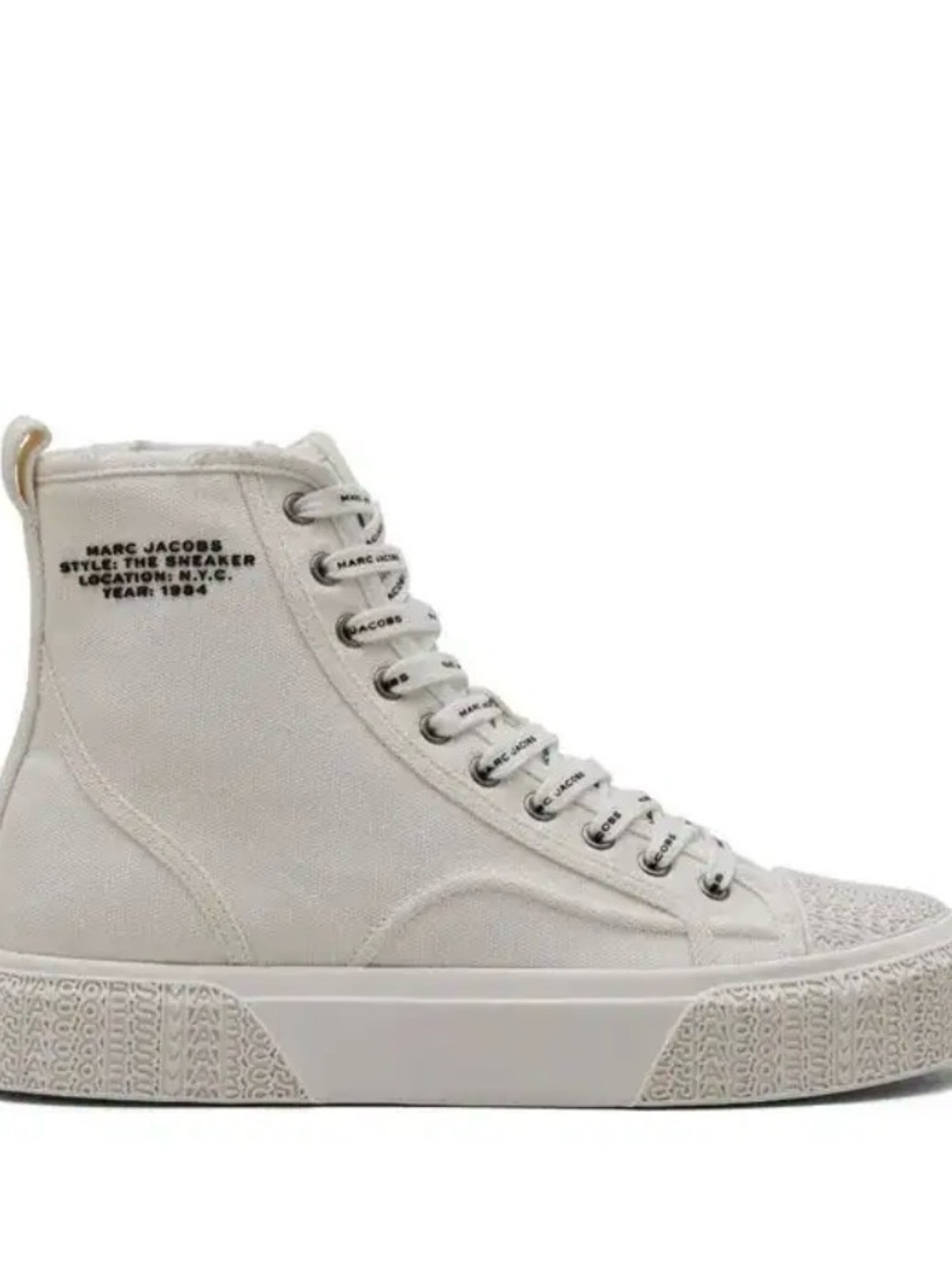 Marc Jacobs women’s White High-Top Sneakers with Yellow Sole